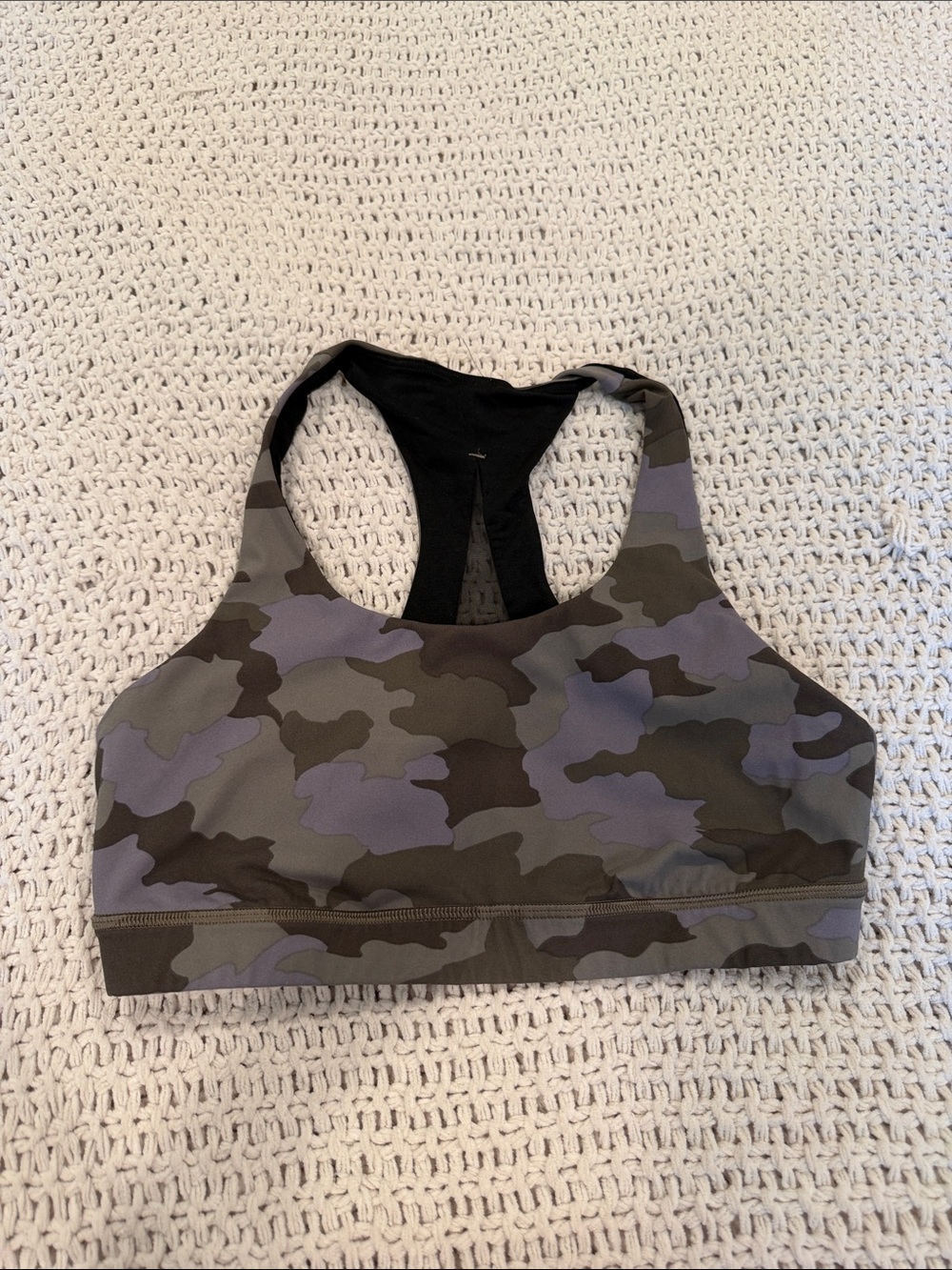 Camouflage Racerback Sports Bra - Olive/Gray